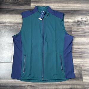 Holderness & Bourne The Hayes Zip Vest Men’s XL Green Blue Tailored Fit New